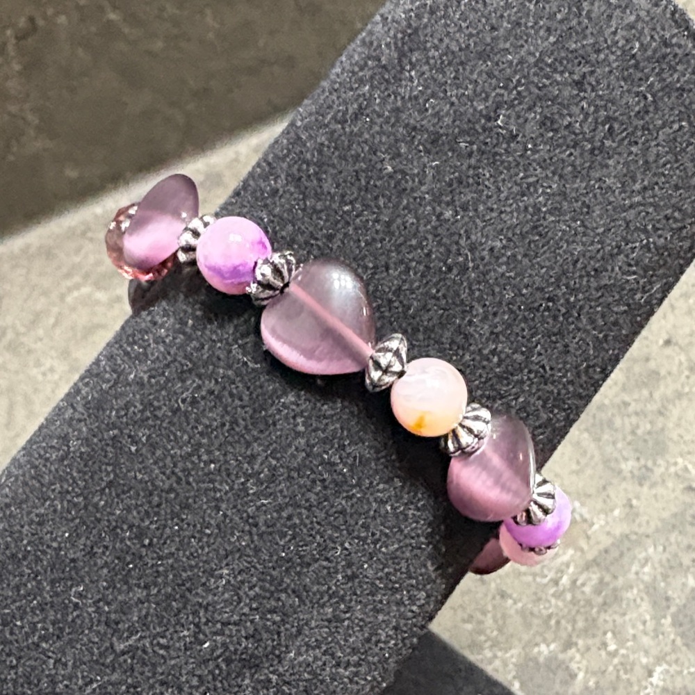 Chic Pink Heart Bead Bracelet
